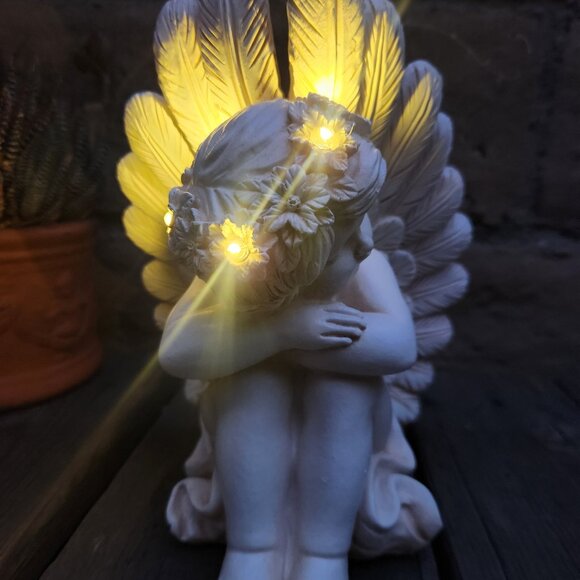 Solar Cute Napping Angel Statue Garden Statue Home Decor - Picture 6 of 6